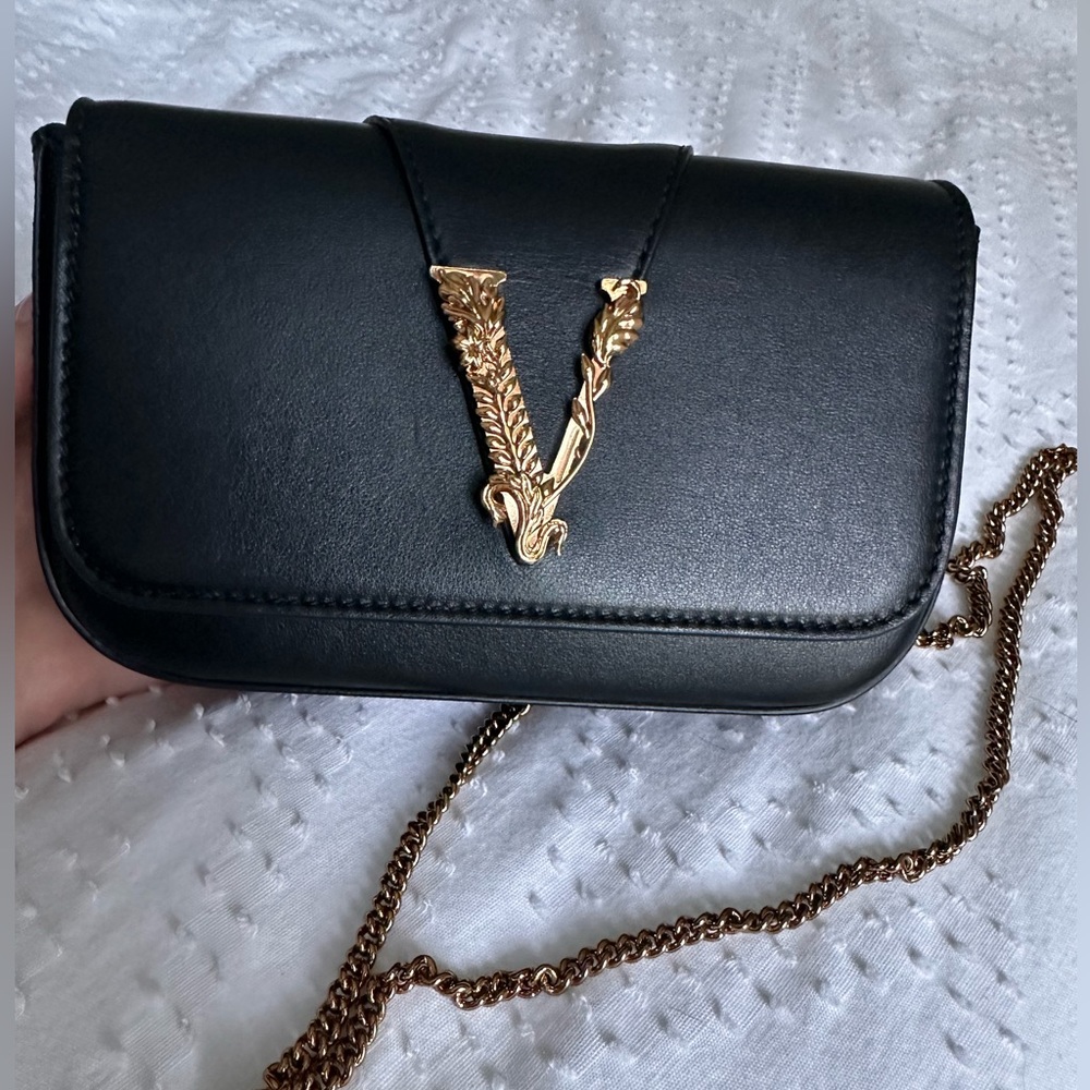 Versace Virtus mini flap bag- leather